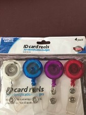  Office Depot  Brand Retracting ID Card Reels, Assorted Colors, Pack Of 4