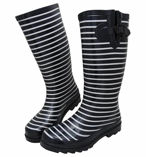 NEW Sunville Navy Stripe Mid Calf Rain 