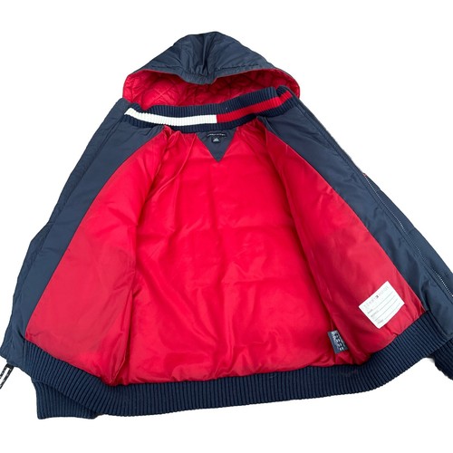 Tommy Hilfiger Boy's Navy Blue Hooded Puffer Bomber Jacket Large 14-16 - Picture 7 of 8