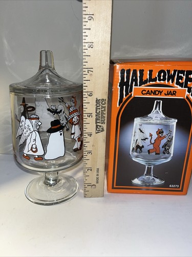 Vintage 1986 Action Industries Halloween Candy Jar Ghost Trick-or-Treat W/ Box - Picture 5 of 9
