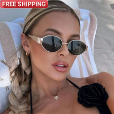 1pc Oval Shaped Sunglass Vintage Fashion Travel Glasses Metal Frame for Women