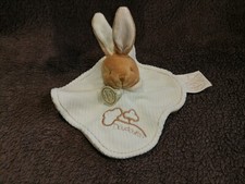 doudou et compagnie lapin plat blanc beige bio Etat neuf