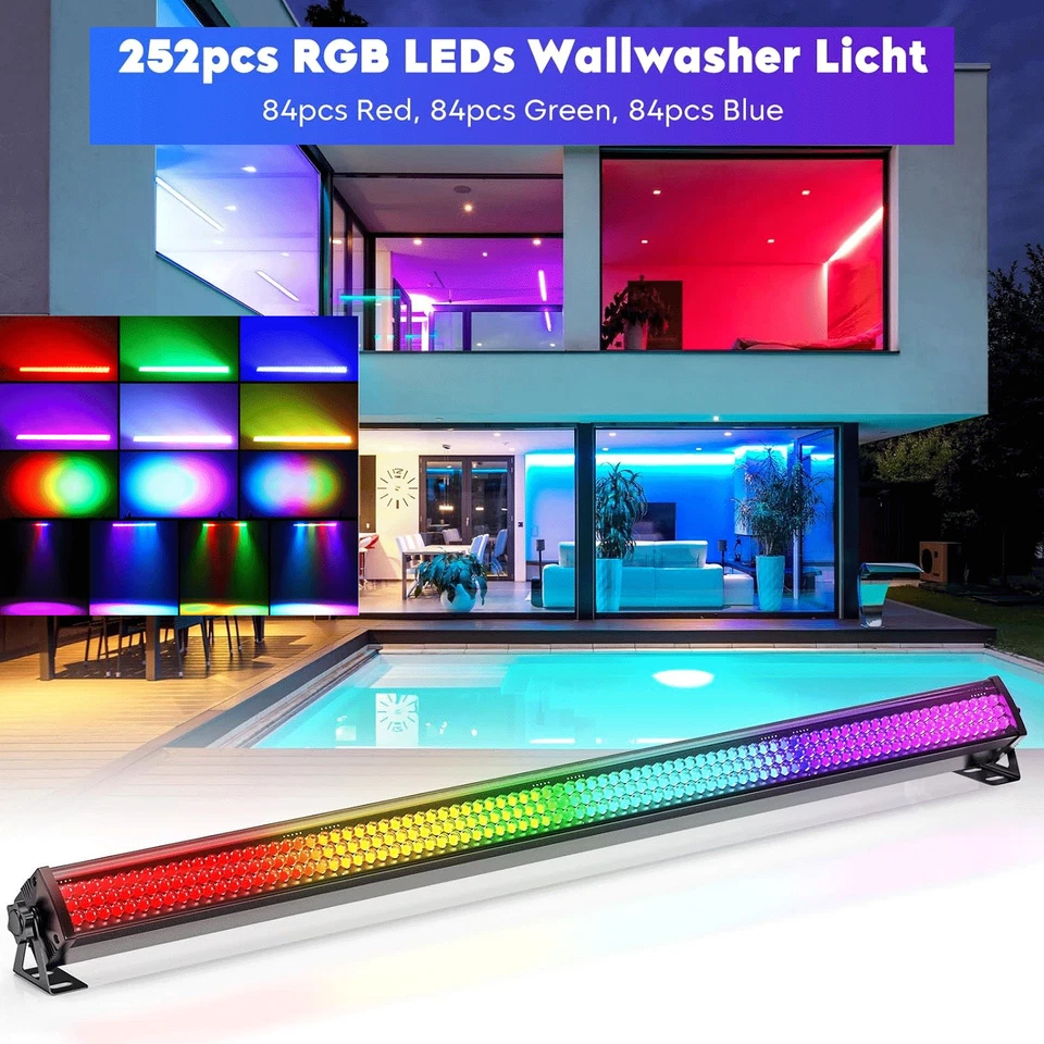 252 LED RGB Wall Washer Licht DMX512 Bar Lichtleiste Strobe DJ Bühnenlicht Party - Bild 3 von 4