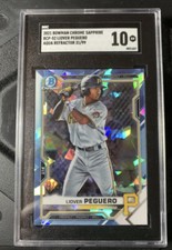 2021 Bowman Chrome Sapphire Liover Peguero Aqua Jersey ## 31/99 SGC 10 1stBowman