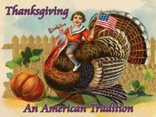 Thanksgiving an American Tradition Turkey Patriotic Harvest Fall Metal Sign