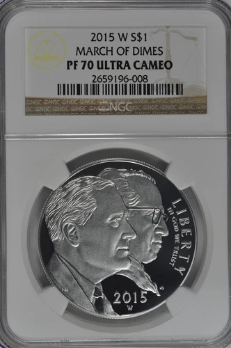 2015 W March of Dimes Proof Silver Dollar NGC PF70 UC Brown Label