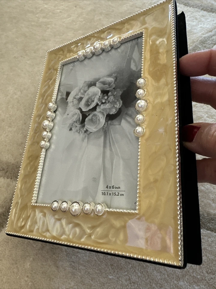 ÁLBUM DE FOTOS ESMALTE CREMA MARFIL Perla 4X6 Tiene capacidad para 80 fotos regalo de vacaciones de boda Foto 2 de 4