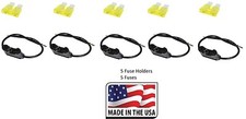 5 PC 14 GAUGE ATC FUSE HOLDER IN-LINE WITH 5 PC 20 AMP FUSE Made in USA
