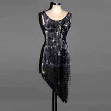 Latin Ballroom Dance Dress Modern Salsa Waltz Standard Long Dress F188 Black