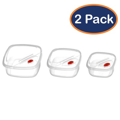 2er Pack 3tlg Kuda Klar Kunststoff Aufbewahrung Behälter Set Dampf Knopf Klappdeckel