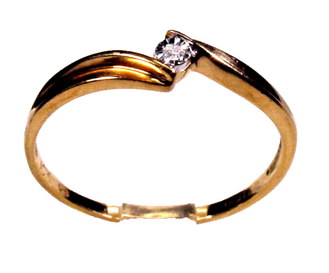 Solitaire Natural Diamond Engagement Ring 10K yel… - image 1