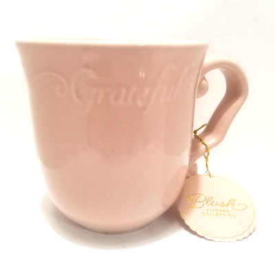 Blush Kitchen Collection ''Grateful'' Coffee Tea Cup Mug Pink -New