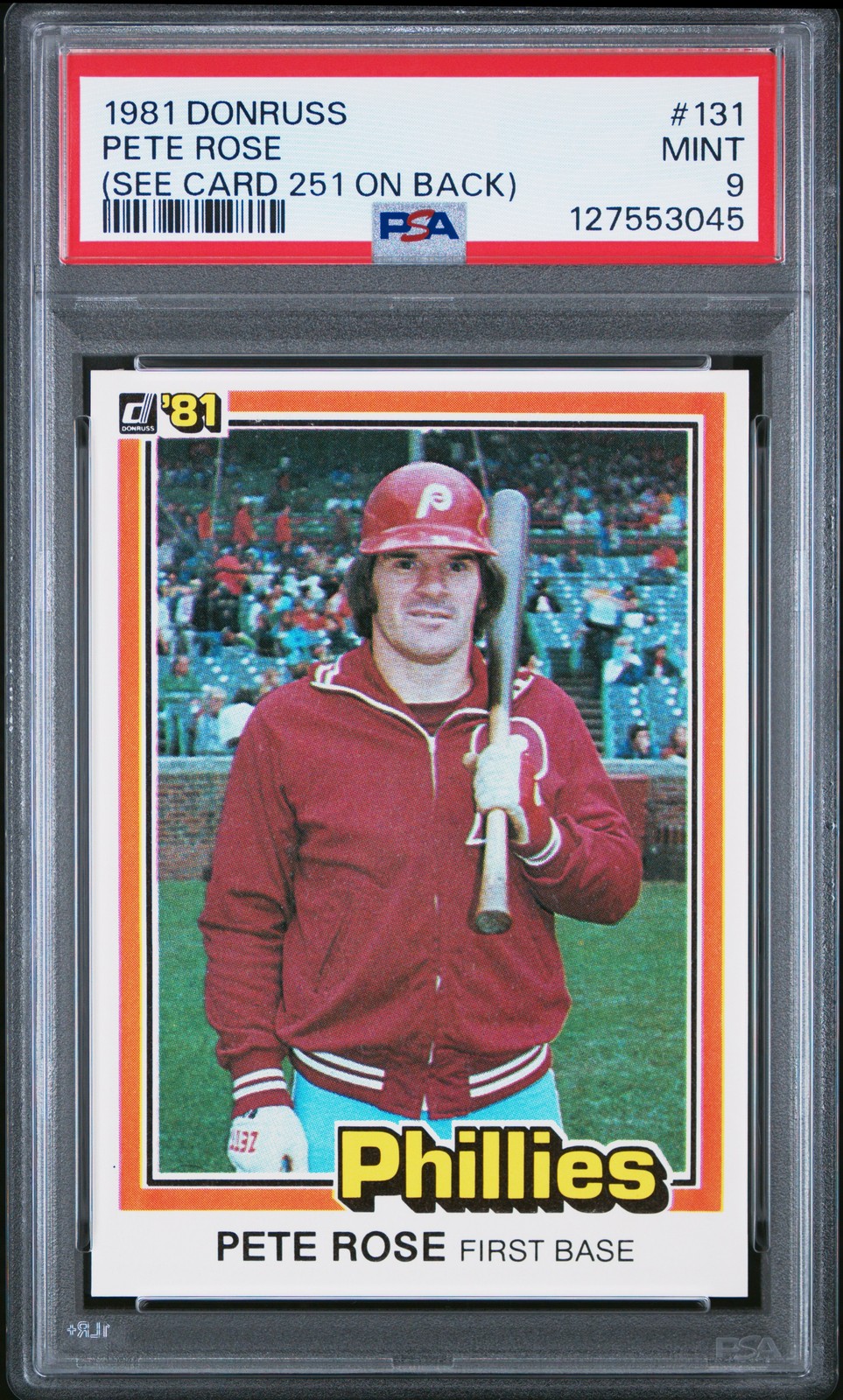 1981 DONRUSS (SEE CARD 251 ON BACK) #131 PETE ROSE PSA 9