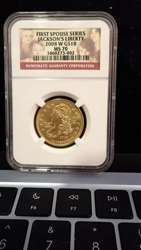 2008 W GOLD $10 JACKSON'S LIBERTY  1/2oz SPOUSE COIN NGC MS 70 Low Mintage