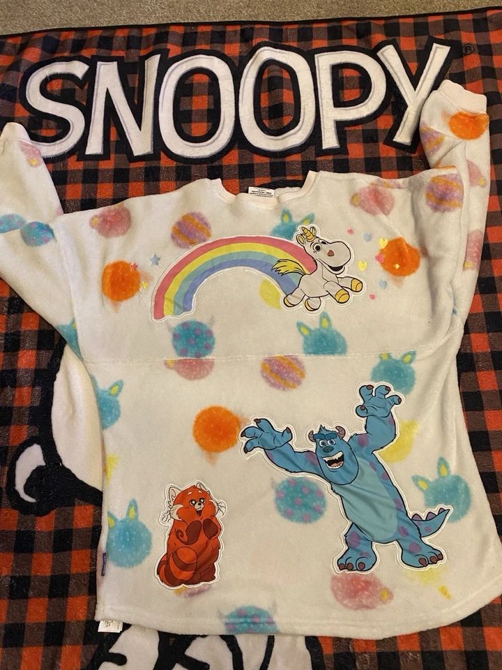 Disney Spirit Jersey Adult Large White Fuzzy Sulley Ducky Red Fleece Pixar - Image 2 of 4