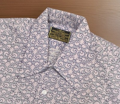 VTG 50/60s Sears Perma Prest Geometric Button Up Shirt Men s M Made In Japan