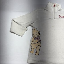 Vintage Disney Store Disney Pooh White Fleece 1/4 Zip Pullover Men  s XL