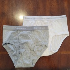 New Calvin Klein Boys 2 1 Underwear Briefs 100 Cotton White  Grey S 8-10