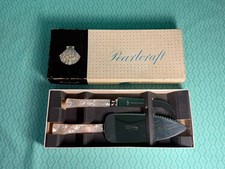 Pearlcraft Faux Mother of Pearl Pie cake server  Stainless Steel vintage