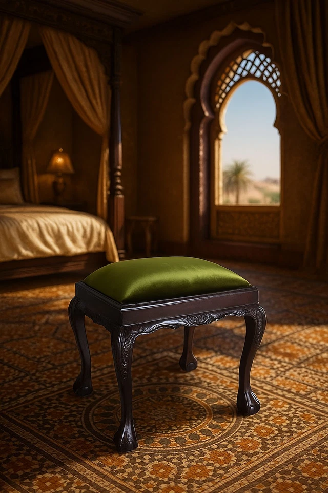 Historischer Sitzhocker für Schminktisch Hocker Antik Fusshocker Sitzbank - Bild 4 von 4