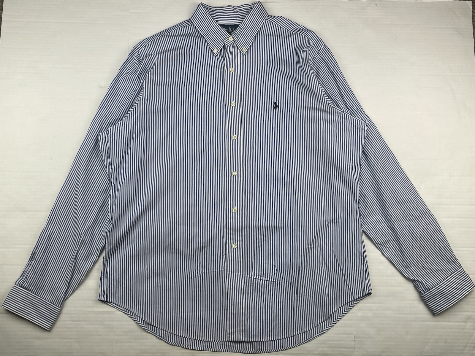 Polo Ralph Lauren Men's Classic Fit Blue Pony Striped Dress Shirt 17-36 /37