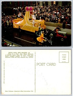 Mardi Gras New Orleans Curteichcolor Postcard King Rex Parade Float Vintage