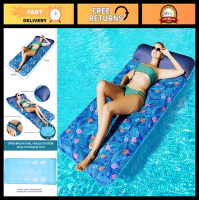 Extra Large Oversized Pool Float Lounge 72'' X 37'' Inflatable Contour Raft with H