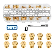36x Brass Range Stove Orifice Conversion Kit Propane LPG Jet Burner with Wrench