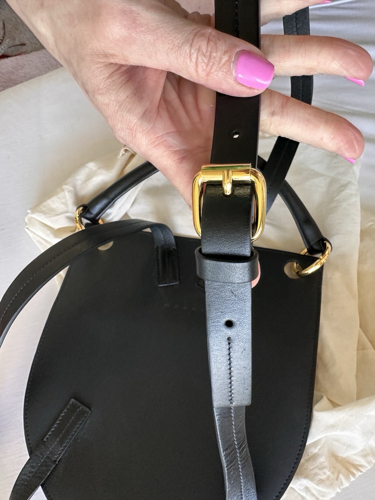Authentic Marni Convertible Backpack Handbag Black Matte Leather — image 9