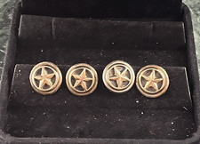 GREG JENSEN ORIGINALS Sterling Silver Gold STAR of TEXAS Shirt Studs 3-D Effect