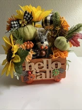 Fall Autumn Rustic Woodland Mouse Small Wood Crate Tiered Tray Table Decor New