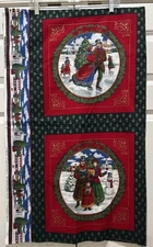 VTG VIP Cranston Christmas Carolers  16” Pillow Fabric Panel NEW Made In USA