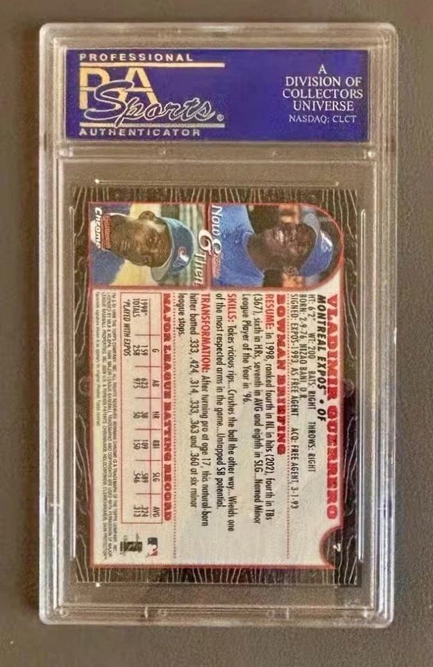 PSA COMO NUEVO 9 - 1999 Bowman Chrome - #7 Vladimir Guerrero, Montreal Expos Foto 2 de 2