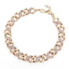 18K Yellow Gold Over Sterling Silver 0.23 CTW Diamond 8.5 Inch Designer Bacelet