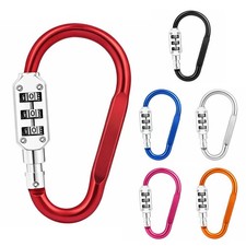 3-Digit Code Lock Heavy Duty Carabiner Clips D-Shaped Padlock Luggage Anti-Theft