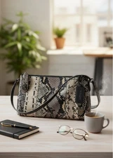 Coach Exotic Embossed Leather Crosby Crossbody Shoulder Bag 37172, Double Zipper