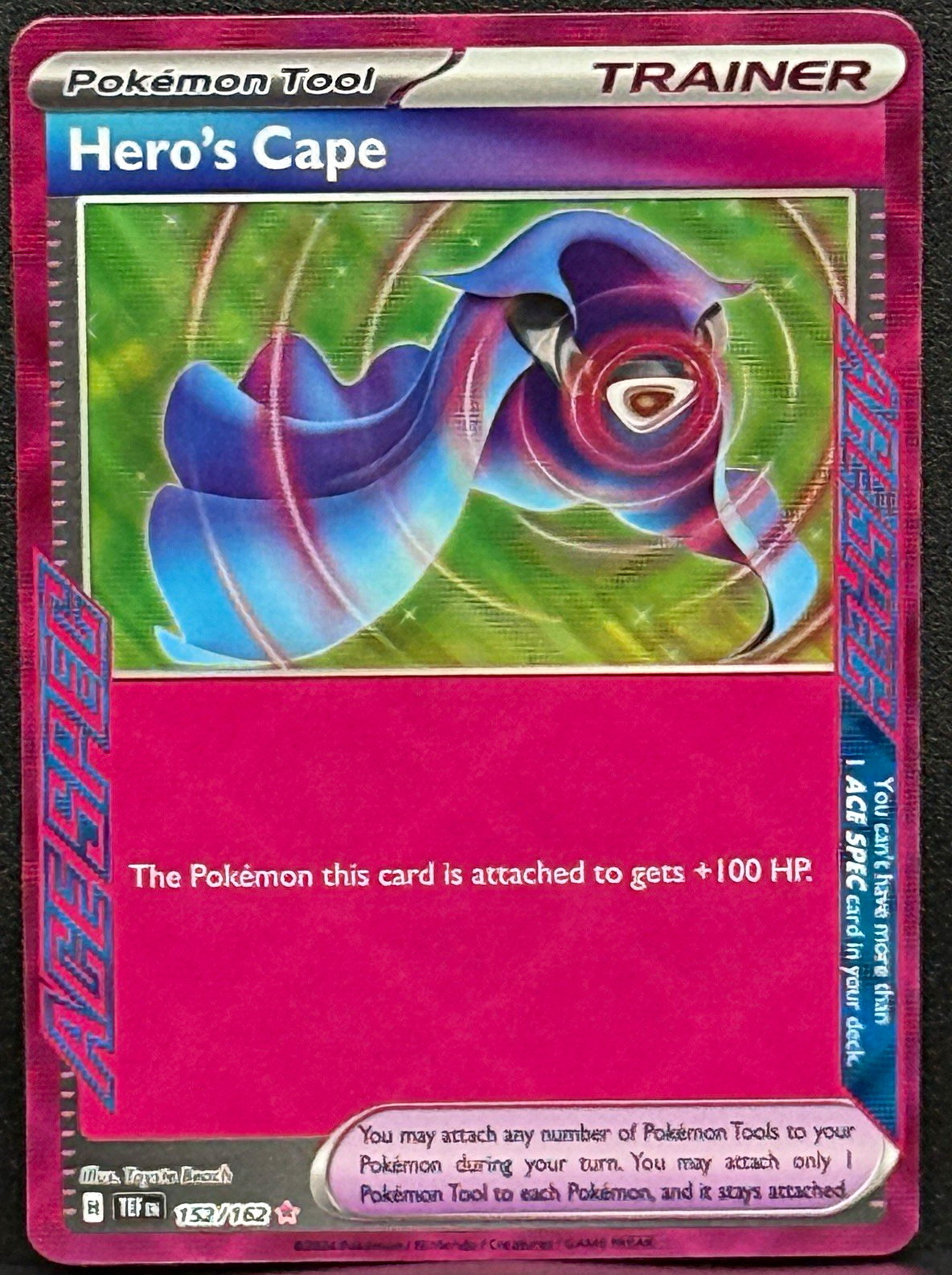Hero's Cape 152/162 SV05 Temporal Forces Holo ACE SPEC EN 2024 Pokemon TCG