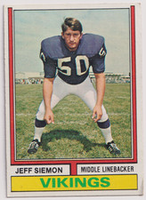 1974 Topps Football #319 Jeff Siemon RC Minnesota Vikings