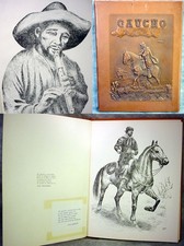 Vintage GAUCHO Leather HARDCOVER Book ARBIO Art PRINTS Engraving