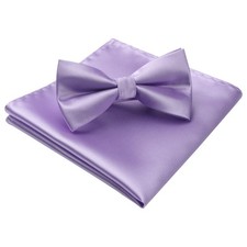 Mens Solid Color PreTie Bow Tie Pocket Square Set Formal Tuxedo Wedding