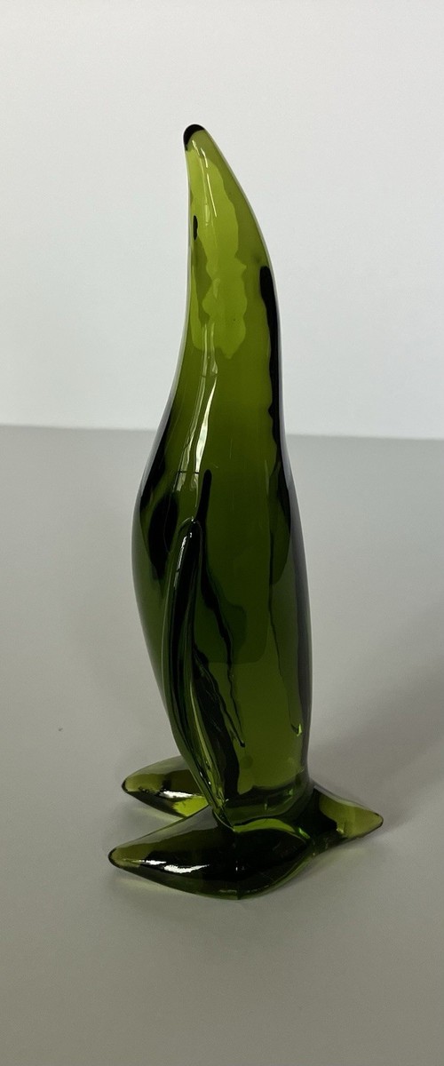 Vintage Viking Glass Epic Penguin Green 7” Rare HTF! Excellent | eBay