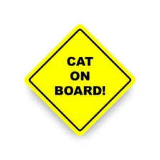 CAT ON BOARD WARNING SAFETY BUMPER STICKER Yellow Sign Car Vinyl vehicle