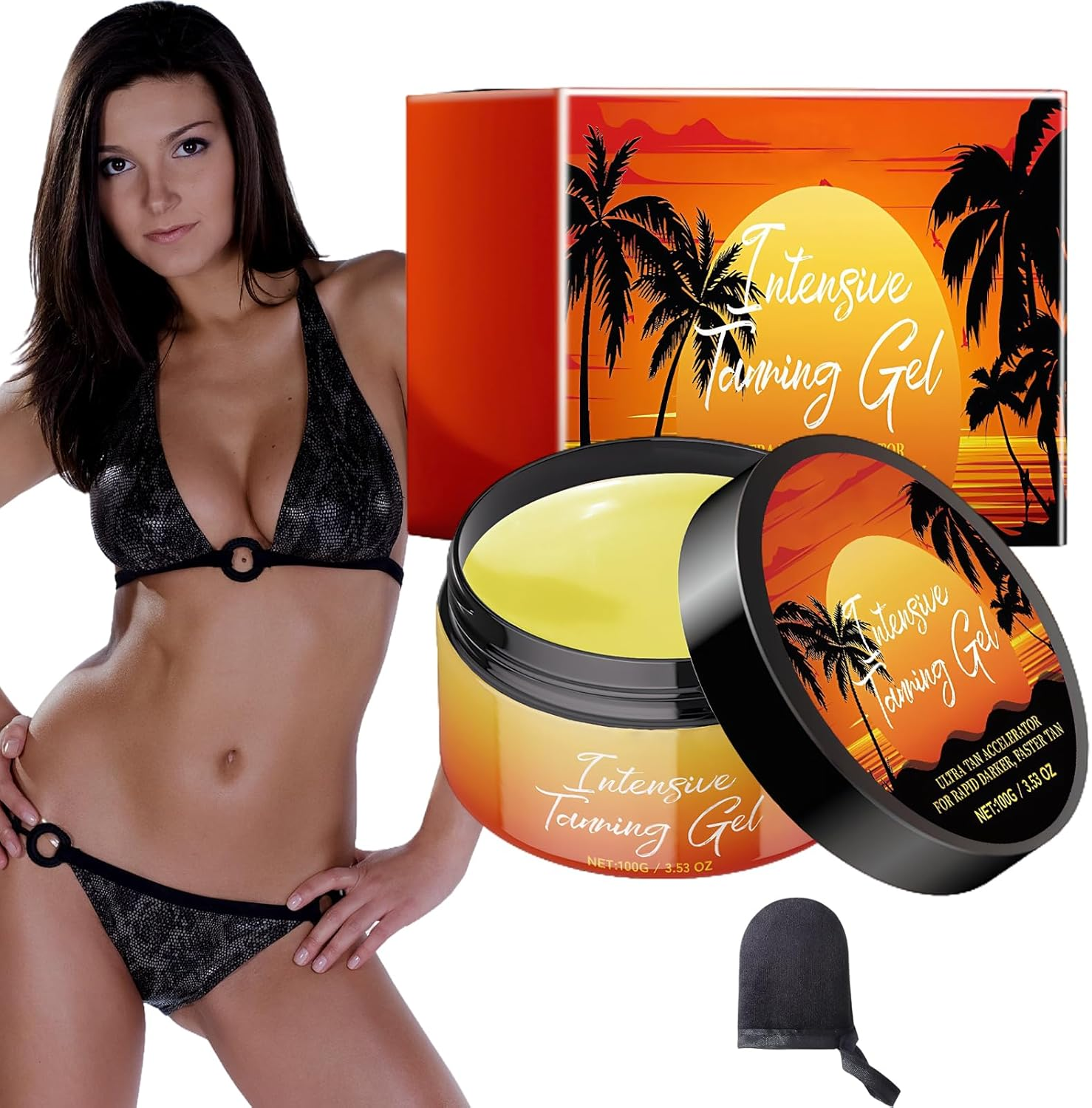 Sunbed Tanning Accelerator, Tanning Cream and Tan Mitt, Long Lasting Tan Acceler
