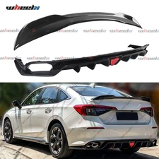 Carbon Fiber Trunk Spoiler+LED Rear Bumper Diffuser For 22-25 Honda Civic Sedan