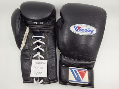 Winning MS-500 Boxing Gloves 14oz Black Lace Up Used Japan