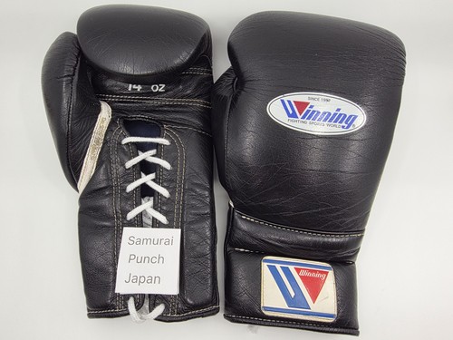Winning MS-500 Boxing Gloves 14oz Black Lace Up Used Japan