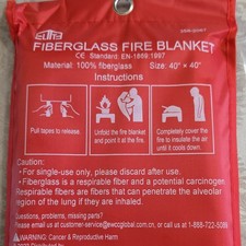 Elite Fiberglass Fire Blanket 40" x 40" EN-1869:1997 Standard