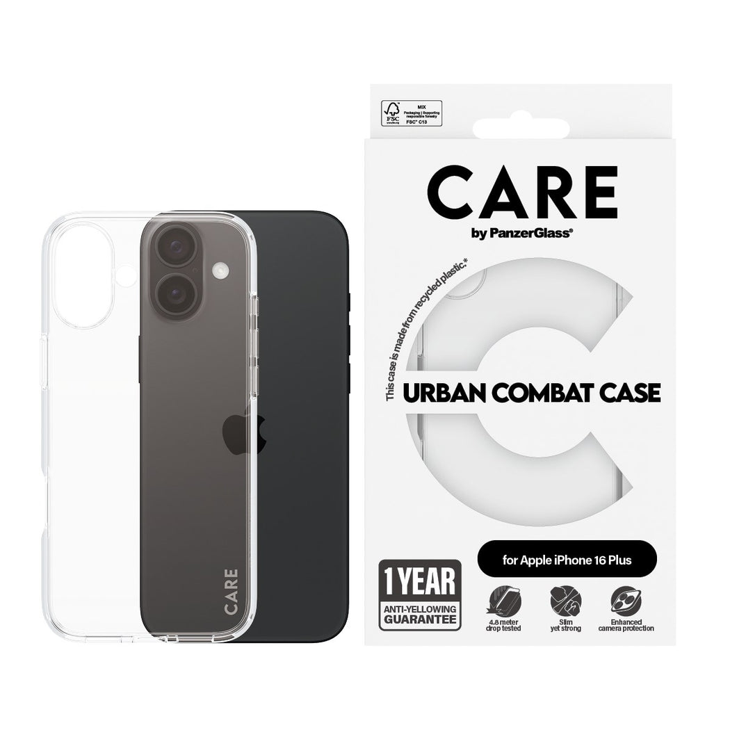 Panzer Glass Care Urban Combat Case for iPhone 16 Plus 6.7"" Clear - 1355