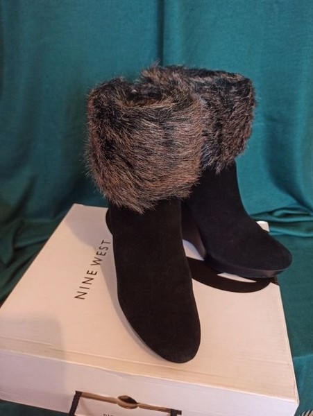 Women Nine West Boots Black Suede