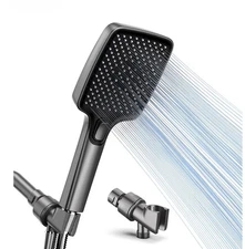 High Pressure Handheld Shower Head w/ Power Wash, Anti-Clog Nozzles & Hose